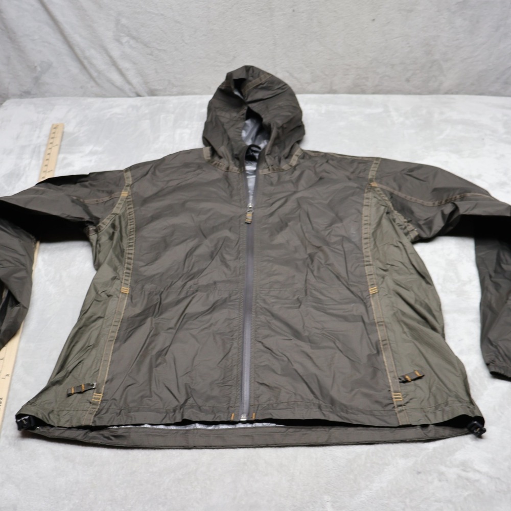 Kuhl Jacket Mens XL Green Hooded Full Zip Light Pack Wind Rain Ripstop Outdoor